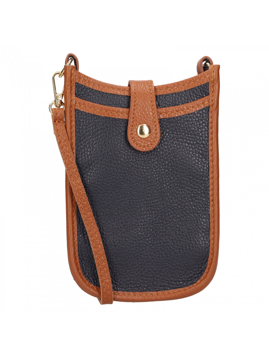 Dámská kožená kabelka na mobil a doklady Italia Simma – modro-hnědá